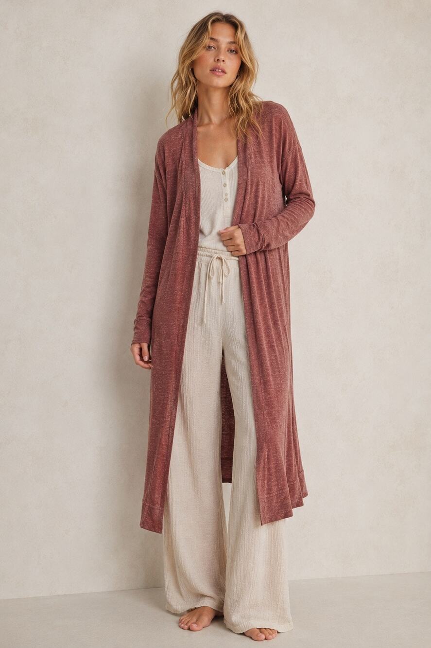 Free People FP Beach Bicoastal Cardigan NWT Wine Long Duster Small